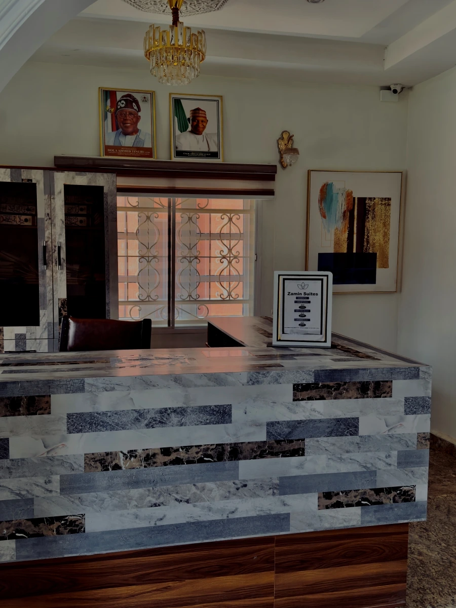 Reception desk at Zamin Suites